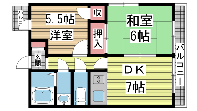 神戸市中央区日暮通の賃貸物件間取画像
