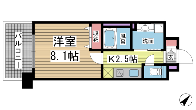 神戸市中央区熊内町の賃貸物件間取画像