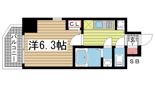 神戸市中央区琴ノ緒町の賃貸物件間取画像