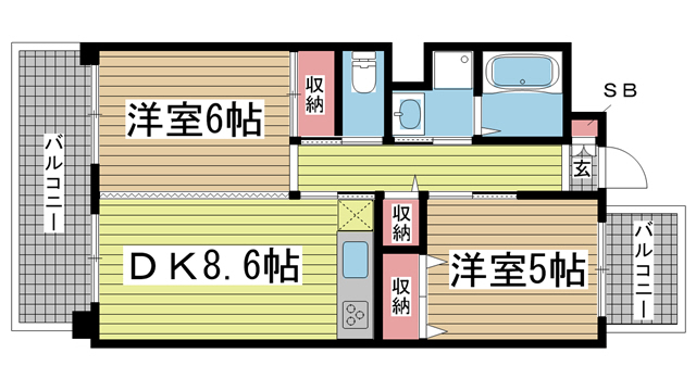 神戸市中央区脇浜町の賃貸物件間取画像