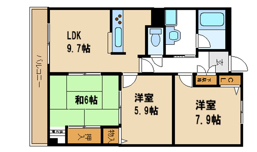 神戸市東灘区西岡本の賃貸物件間取画像