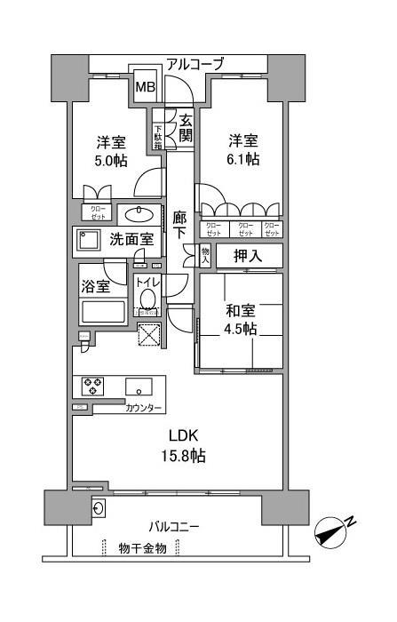 神戸市中央区栄町通の賃貸物件間取画像