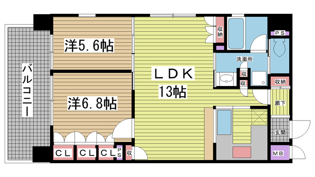 神戸市中央区下山手通の賃貸物件間取画像