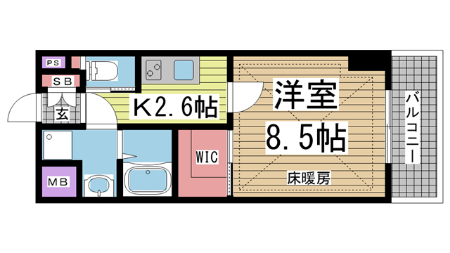 神戸市中央区脇浜町の賃貸物件間取画像