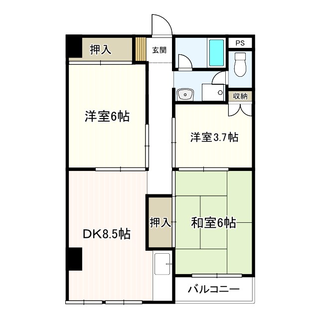 神戸市垂水区千代が丘の賃貸物件間取画像
