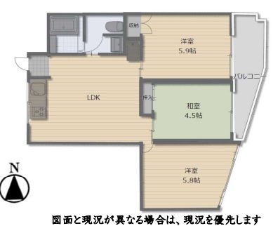 神戸市中央区北野町の賃貸物件間取画像