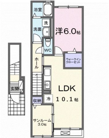 モンレーヴみのり 203|加古川市加古川町美乃利(JR山陽本線加古川駅)のアパート間取 モンレーヴみのり 203|加古川市加古川町美乃利(JR山陽本線加古川駅)のアパート間取