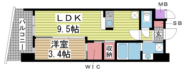 神戸市兵庫区荒田町の賃貸物件間取画像
