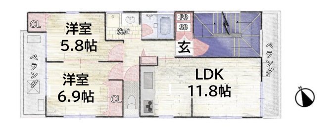神戸市垂水区向陽の賃貸物件間取画像