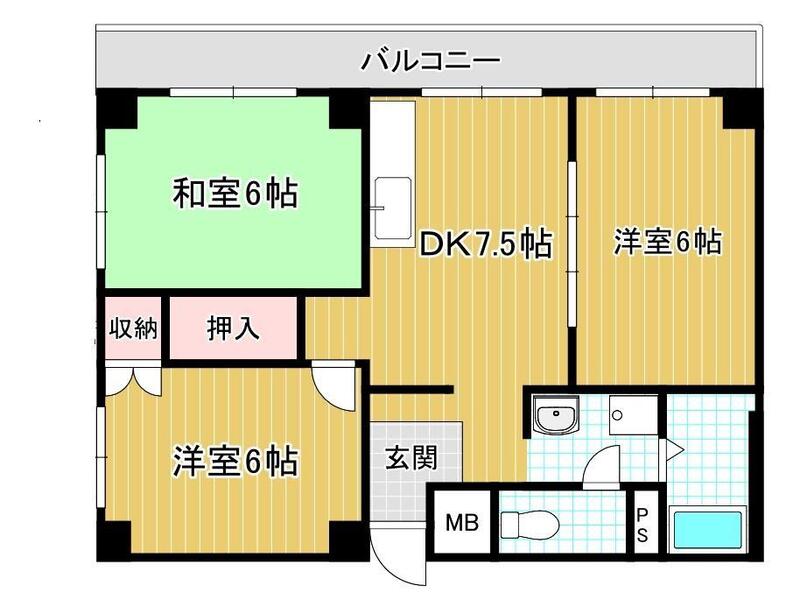神戸市東灘区田中町の賃貸物件間取画像