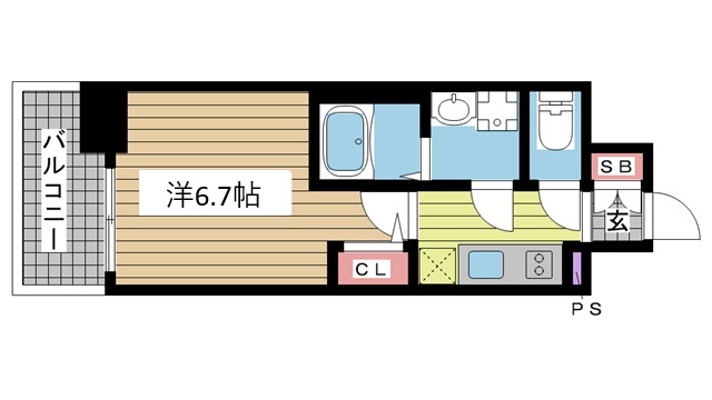 プロヴィスタ神戸三宮EAST 305|神戸市中央区吾妻通(阪神本線春日野道駅)のマンション間取 プロヴィスタ神戸三宮EAST 305|神戸市中央区吾妻通(阪神本線春日野道駅)のマンション間取