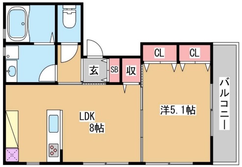 神戸市長田区久保町の賃貸物件間取画像