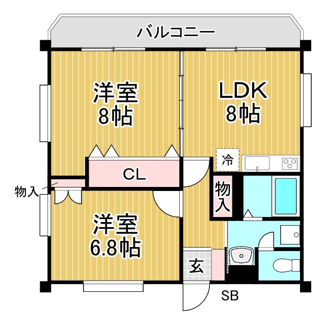 神戸市中央区熊内町の賃貸物件間取画像