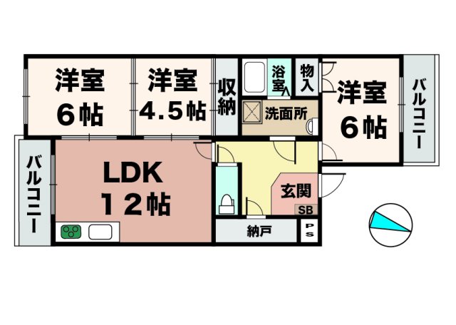 リバーグリーン藤村 304|神戸市西区池上(神戸市営地下鉄線伊川谷駅)のマンション間取 リバーグリーン藤村 304|神戸市西区池上(神戸市営地下鉄線伊川谷駅)のマンション間取