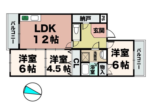 リバーグリーン藤村 405|神戸市西区池上(神戸市営地下鉄線伊川谷駅)のマンション間取 リバーグリーン藤村 405|神戸市西区池上(神戸市営地下鉄線伊川谷駅)のマンション間取