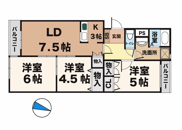 コーポ大津和 103|神戸市西区大津和(神戸市営地下鉄線伊川谷駅)のマンション間取 コーポ大津和 103|神戸市西区大津和(神戸市営地下鉄線伊川谷駅)のマンション間取