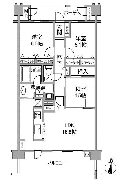 コスモ垂水旭が丘 404|神戸市垂水区旭が丘(JR山陽本線垂水駅)のマンション間取 コスモ垂水旭が丘 404|神戸市垂水区旭が丘(JR山陽本線垂水駅)のマンション間取