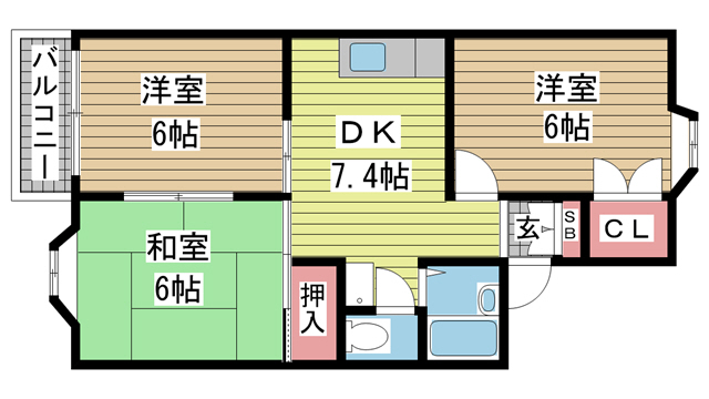神戸市須磨区東落合の賃貸物件間取画像