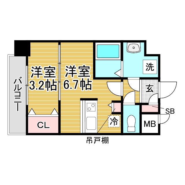 神戸市長田区松野通の賃貸物件間取画像