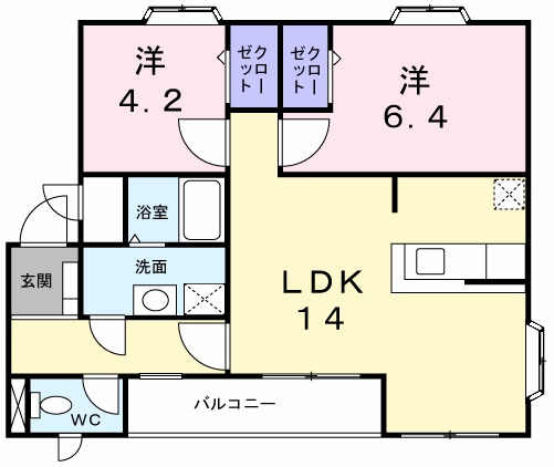 ヒルサイドテラス 301|神戸市西区玉津町二ツ屋(JR山陽本線明石駅)のマンション間取 ヒルサイドテラス 301|神戸市西区玉津町二ツ屋(JR山陽本線明石駅)のマンション間取