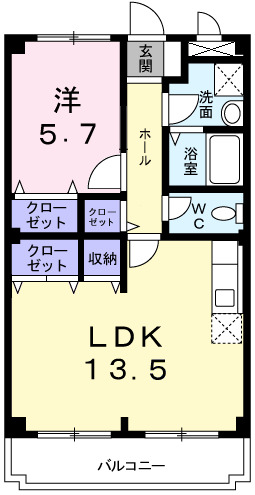 ディアコートK 306|神戸市西区伊川谷町有瀬(JR山陽本線明石駅)のマンション間取 ディアコートK 306|神戸市西区伊川谷町有瀬(JR山陽本線明石駅)のマンション間取