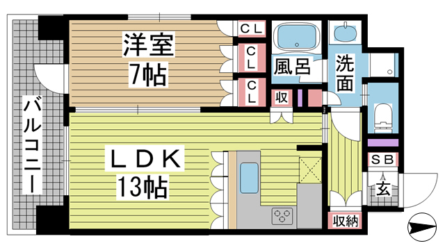 神戸市中央区磯辺通の賃貸物件間取画像