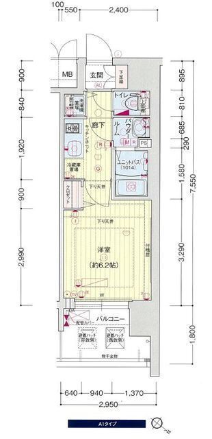 プレサンスKOBEアモーレ 0612|神戸市中央区橘通(神戸高速線高速神戸駅)のマンション間取 プレサンスKOBEアモーレ 0612|神戸市中央区橘通(神戸高速線高速神戸駅)のマンション間取