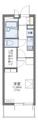 レオパレス鳴尾B 302|西宮市鳴尾町(阪神本線鳴尾・武庫川女子大前駅)のマンション間取 レオパレス鳴尾B 302|西宮市鳴尾町(阪神本線鳴尾・武庫川女子大前駅)のマンション間取