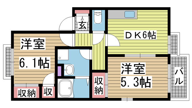神戸市長田区浜添通の賃貸物件間取画像