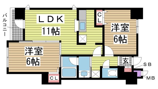 神戸市中央区二宮町の賃貸物件間取画像