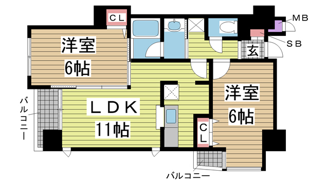 神戸市中央区二宮町の賃貸物件間取画像