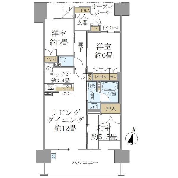 神戸市東灘区向洋町中の賃貸物件間取画像