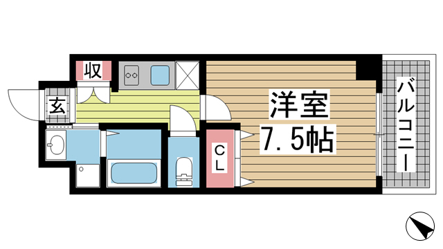 アドバンス神戸グルーブ 304|神戸市中央区生田町(神戸市営地下鉄線新神戸駅)のマンション間取 アドバンス神戸グルーブ 304|神戸市中央区生田町(神戸市営地下鉄線新神戸駅)のマンション間取