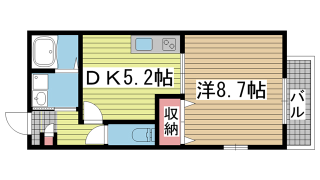 グレイス御屋敷通 201|神戸市長田区御屋敷通(神戸高速線西代駅)のアパート間取 グレイス御屋敷通 201|神戸市長田区御屋敷通(神戸高速線西代駅)のアパート間取