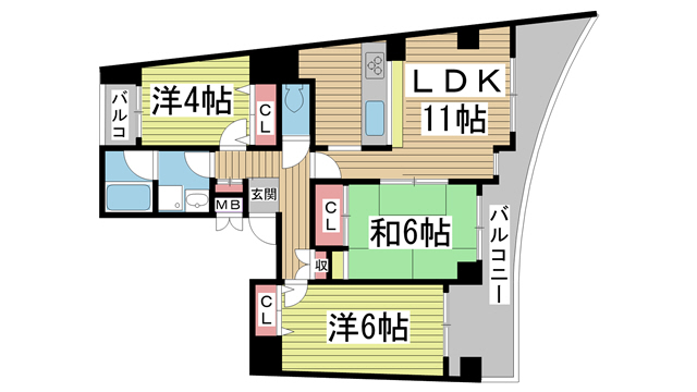 神戸市中央区下山手通の賃貸物件間取画像