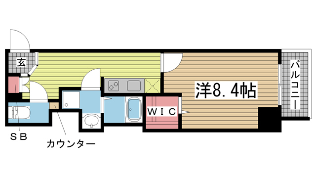レジデンス神戸ヴェルノ 801|神戸市兵庫区荒田町(神戸市営地下鉄線湊川公園駅)のマンション間取 レジデンス神戸ヴェルノ 801|神戸市兵庫区荒田町(神戸市営地下鉄線湊川公園駅)のマンション間取