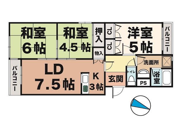 神戸市西区大津和の賃貸物件間取画像