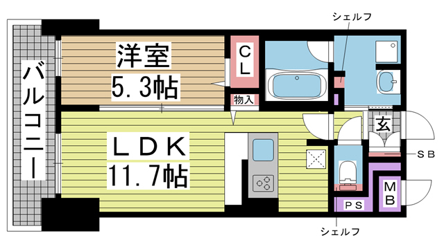 グランビスタ新神戸 402|神戸市中央区熊内町(山陽新幹線新神戸駅)のマンション間取 グランビスタ新神戸 402|神戸市中央区熊内町(山陽新幹線新神戸駅)のマンション間取