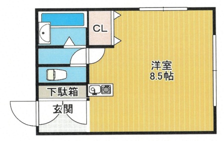 神戸市兵庫区上沢通の賃貸物件間取画像