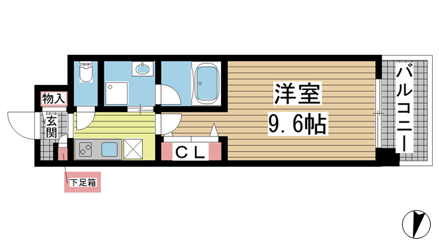 ヘスティア神戸 1002|神戸市中央区磯上通(JR東海道本線(近畿)三ノ宮駅)のマンション間取 ヘスティア神戸 1002|神戸市中央区磯上通(JR東海道本線(近畿)三ノ宮駅)のマンション間取