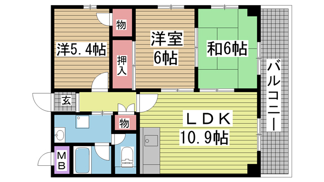 神戸市中央区中山手通の賃貸物件間取画像