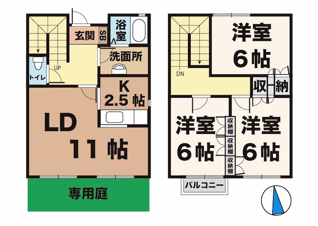 神戸市西区小山の賃貸物件間取画像
