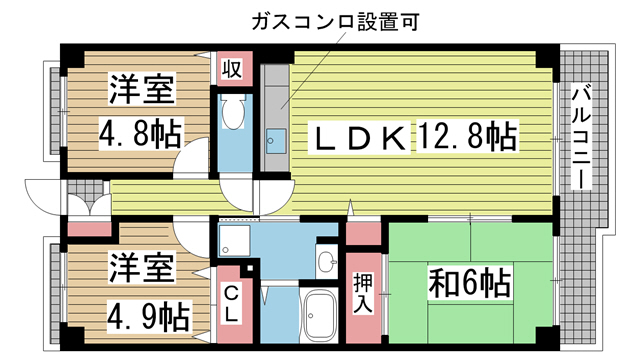 神戸市兵庫区駅南通の賃貸物件間取画像