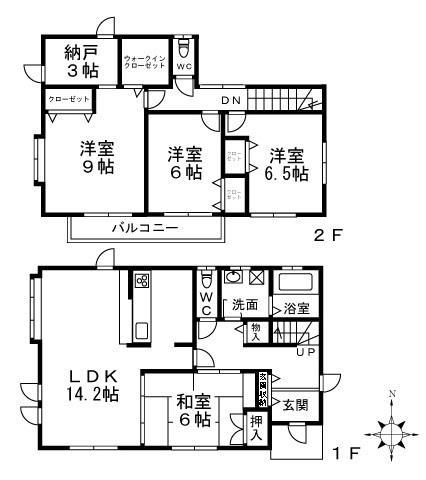 神戸市北区杉尾台の賃貸物件間取画像