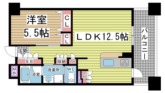 神戸市中央区相生町の賃貸物件間取画像