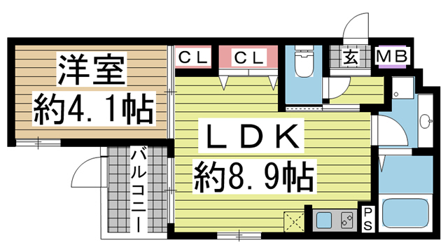 SHINKOBE COLN 302|神戸市中央区熊内町(神戸市営地下鉄線新神戸駅)のアパート間取 SHINKOBE COLN 302|神戸市中央区熊内町(神戸市営地下鉄線新神戸駅)のアパート間取