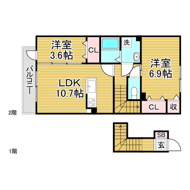 神戸市垂水区千代が丘の賃貸物件間取画像