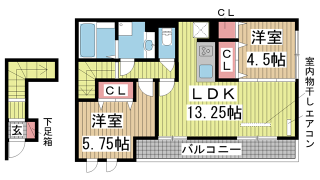 神戸市東灘区岡本の賃貸物件間取画像