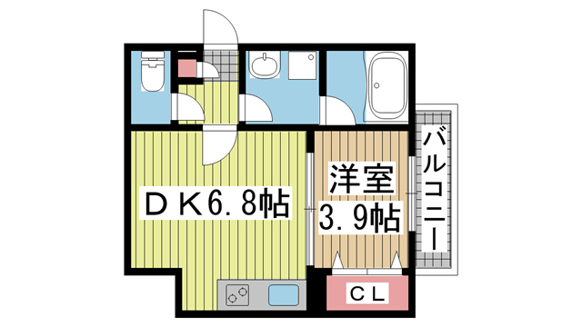 神戸市灘区琵琶町の賃貸物件間取画像