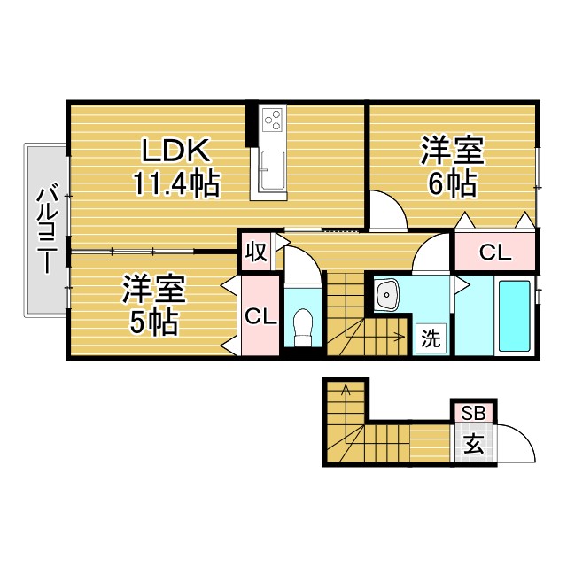 神戸市垂水区福田の賃貸物件間取画像